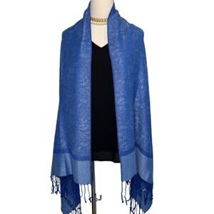 Blue Paisley 100% pashmina cashmere scarf wrap timeless classic 28 x 68"